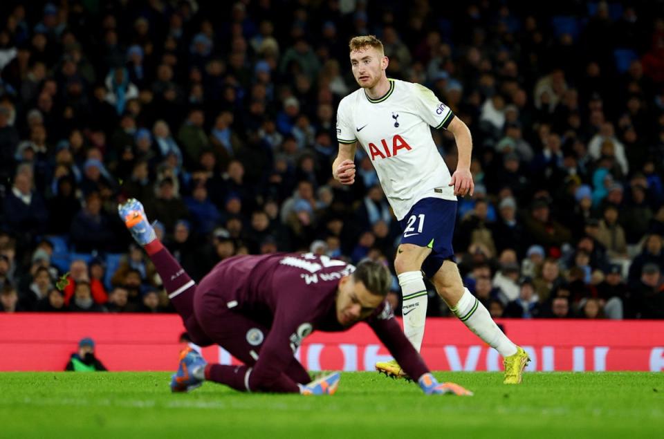 Dejan Kulusevski beats Ederson to give Spurs the lead (Reuters)