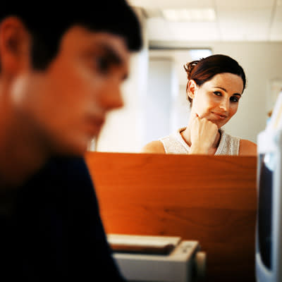 <div class="caption-credit"> Photo by: Getty Images</div><div class="caption-title">We’re into our male coworker’s good looks, even though we would never act on those feelings.</div>Just because we've already ordered doesn't mean we can't still read the menu. <br> <br> <b>More from REDBOOK:</b> <br> <ul> <li> <a rel="nofollow noopener" href="http://www.redbookmag.com/love-sex/advice/male-behavior#fbIndex1?link=rel&dom=yah_life&src=syn&con=blog_redbook&mag=rbk%20" target="_blank" data-ylk="slk:The 18 Most Annoying Male Habits, Explained;elm:context_link;itc:0;sec:content-canvas" class="link ">The 18 Most Annoying Male Habits, Explained</a> </li> <li> <a rel="nofollow noopener" href="http://www.redbookmag.com/love-sex/advice/marriage/iconic-kisses-in-history%20?link=rel&dom=yah_life&src=syn&con=blog_redbook&mag=rbk" target="_blank" data-ylk="slk:The Most Iconic Kisses of All Time;elm:context_link;itc:0;sec:content-canvas" class="link ">The Most Iconic Kisses of All Time</a> </li> </ul> <br>