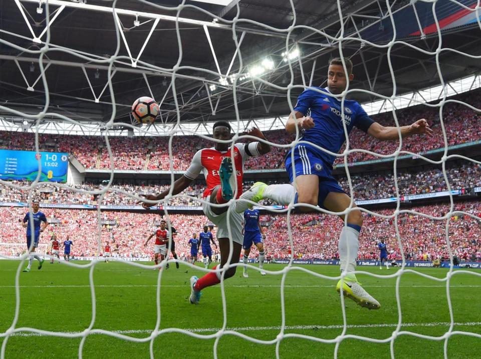 Cahill flicked the ball off the line in the first-half (Getty)