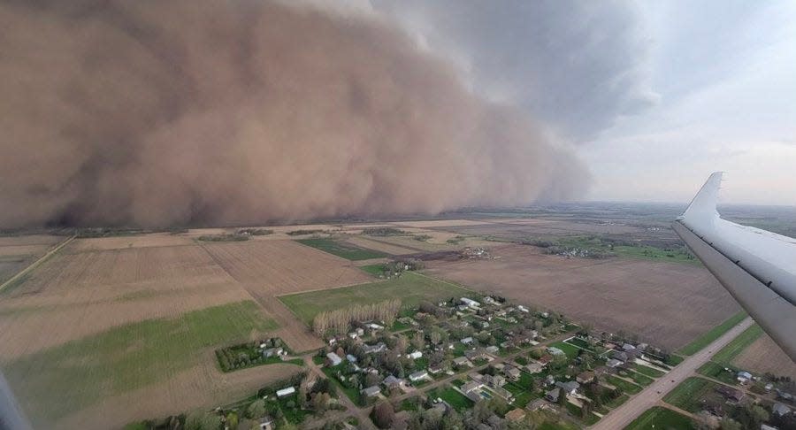 The approaching storm in southeastern South Dakota as taken from a plane on Thursday, May 12.