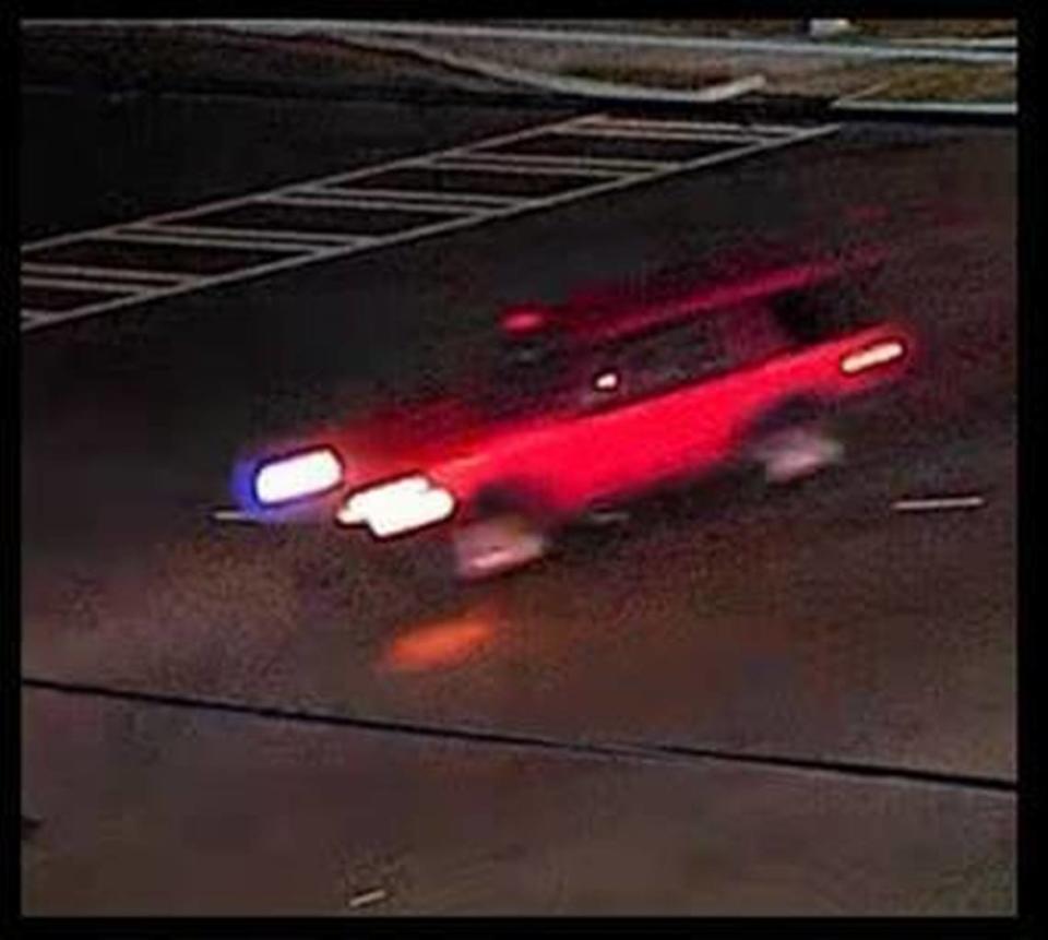 Charlotte-Mecklenburg police say this red Ford Explorer struck and killed a pedestrian in a crosswalk on Sunset Road at Beatties Ford Road on Thursday, Nov. 25, 2021. The driver of the SUV fled.