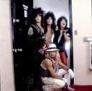 <p>Mötley Crüe posing backstage at the Rosemont Horizon in Illinois before taking the stage. </p>