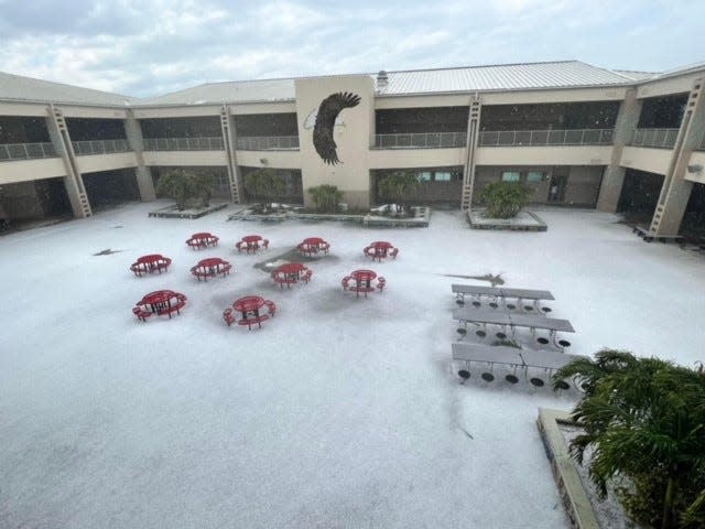 Central Middle School in West Melbourne posted a photo of Wednesday's hailstorm aftermath.
