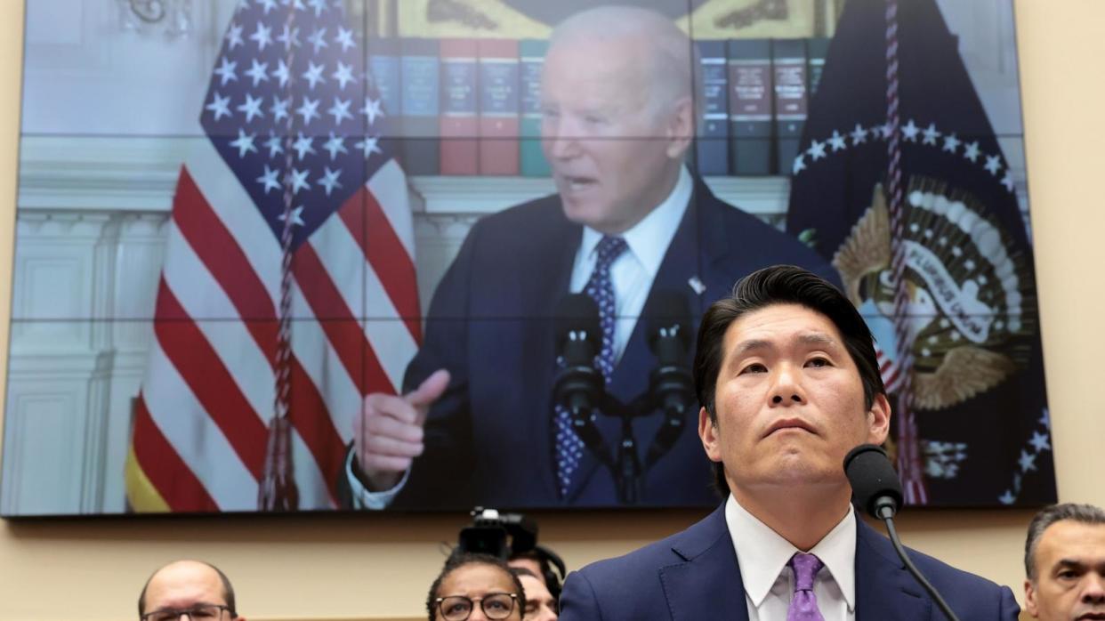 PHOTO: Former special counsel Robert K. Hur prepares to testify to the House Judiciary Committee, Mar. 12, 2024, in Washington. (Win McNamee/Getty Images)