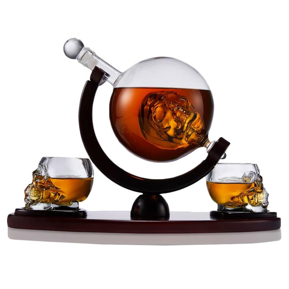 <p><a href="https://go.redirectingat.com?id=74968X1596630&url=https%3A%2F%2Fwww.bespokepost.com%2Fstore%2Finfused-skull-globe-decanter-and-glasses&sref=https%3A%2F%2Fwww.bestproducts.com%2Flifestyle%2Fg2467%2Funique-wedding-gift-ideas-for-couples%2F" rel="nofollow noopener" target="_blank" data-ylk="slk:Shop Now;elm:context_link;itc:0;sec:content-canvas" class="link ">Shop Now</a></p><p>Gothic Whiskey Decanter</p><p>bespokepost.com</p><p>$90.00</p>