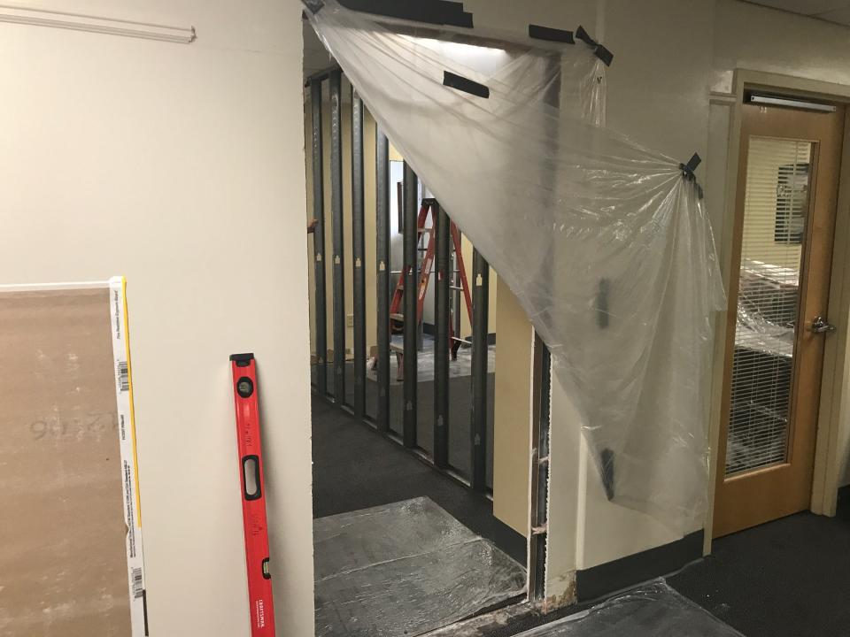 A wall is being constructed in State Capitol Annex Room 255.