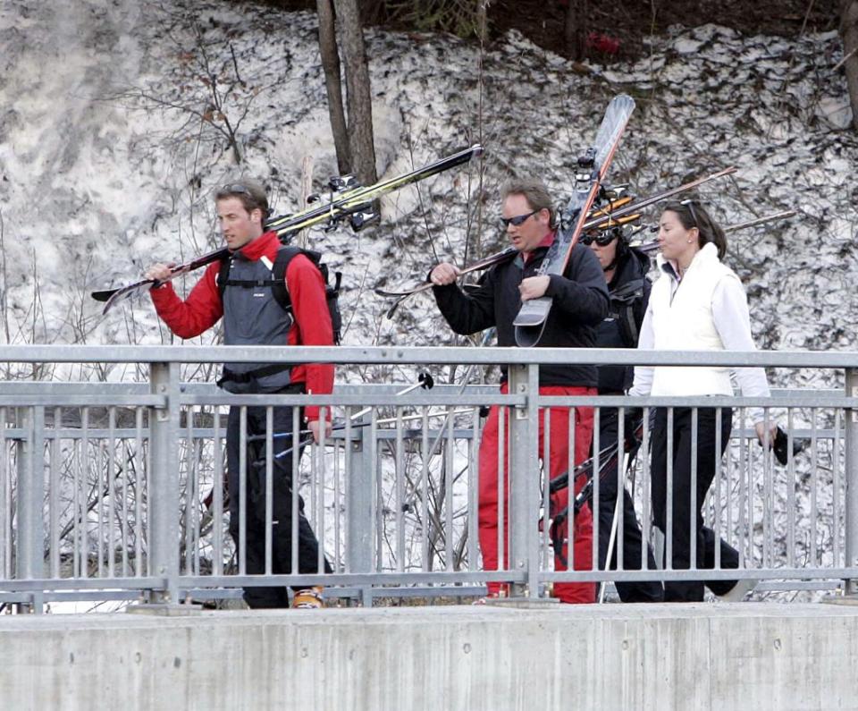 Harry joined Middleton and William (left) on their ski trip back in the day. ZUMAPRESS.com