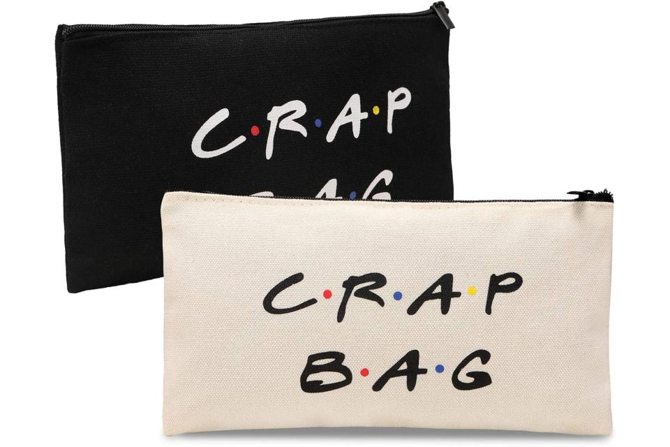 Friends Show Merchandise Makeup Cosmetic Bags, 2 Pack Canvas Bags White and Black Zipper Makeup Bags for Friends Fans Gift1