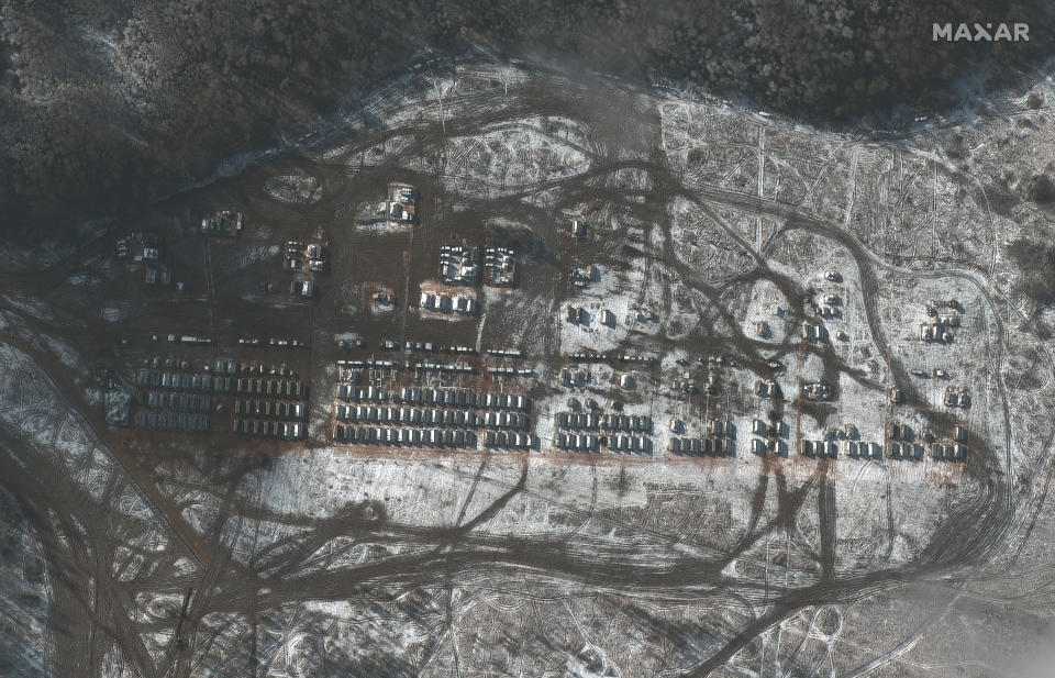 Satellite images showing Russia continues to amass military assets at the border