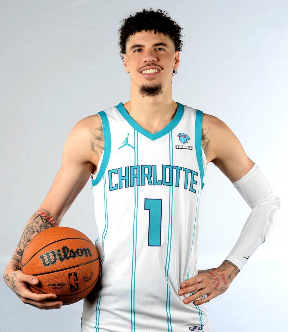 Charlotte Hornets guard LaMelo Ball on Monday, October 2, 2023 at Spectrum Center in Charlotte, NC.