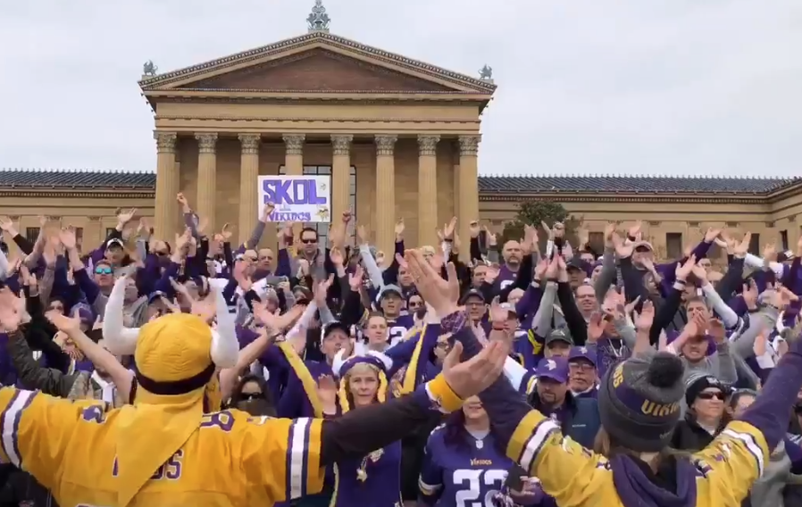 Vikings fans take to Rocky steps for 'Skol' chant ahead of NFC title game  in Philly