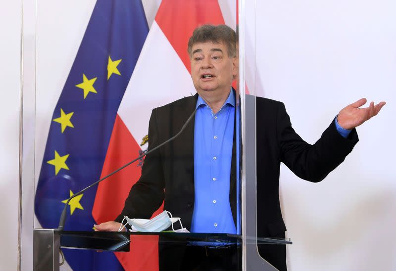 Austrian Vice-Chancellor Kogler attends attends a news conference in Vienna