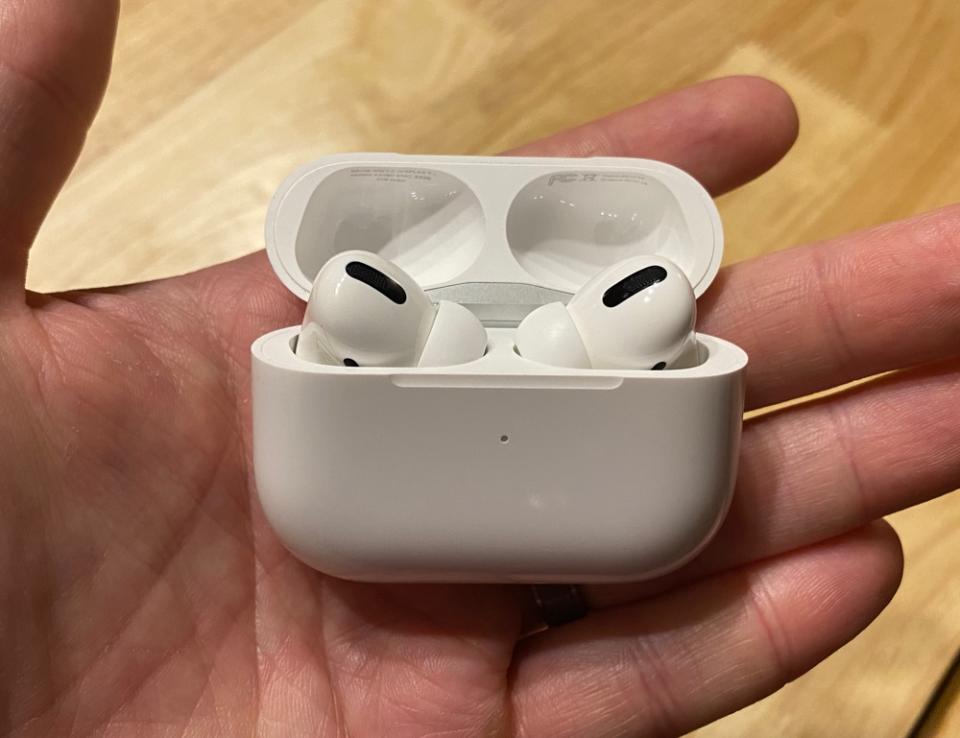 The AirPods Pro get a new, slightly larger wireless charging case. (Image: Howley)