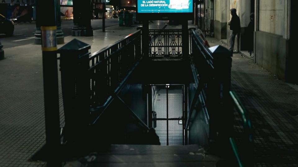 A man stands near a closed metro station in Buenos Aires. Photo: 9 May 2024