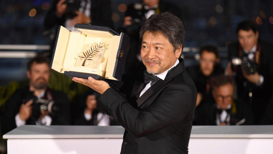 Director Hirokazu Kore-eda holds the Palme d'Or for the film 'Shoplifters' following the awards ceremony at the 71st international film festival, Cannes, southern France2018 Awards Photo Call, Cannes, France - 19 May 2018