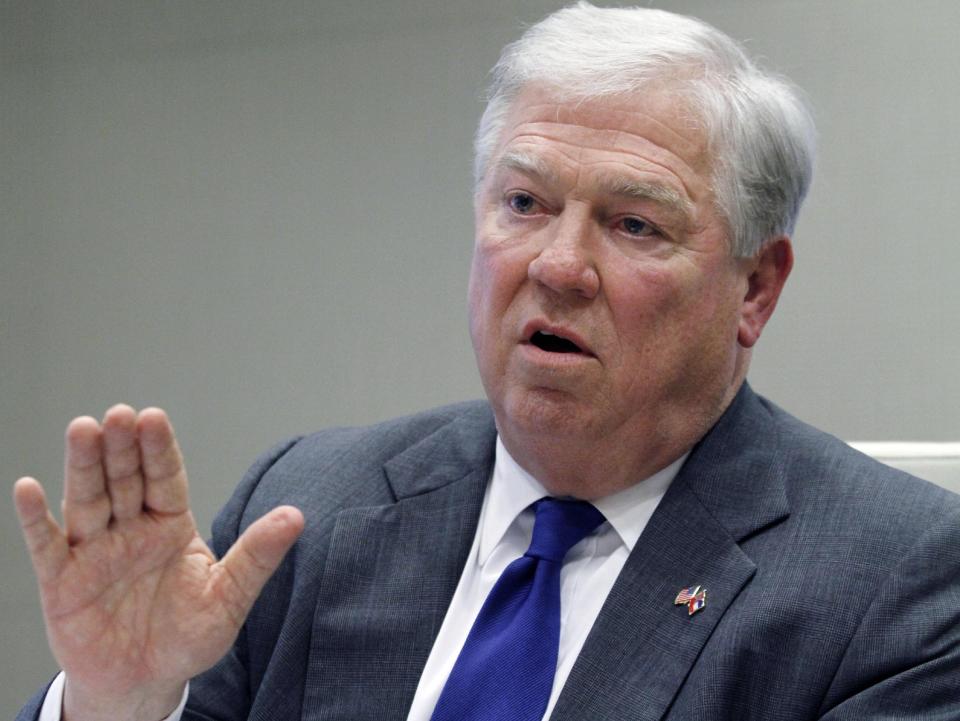 FILE - This Jan. 13, 2012, file photo shows former Mississippi Gov. Haley Barbour during an interview in Ridgeland, Miss. Asked about the political evolution of the southern states Barbour, a Republican, former national party chairman and two-term governor, said the demographics are important but can be overemphasized. He acknowledged GOP concerns that Hispanics will vote Obama in proportions Romney cannot overcome “if the election for them is only about immigration”. But, he added, “Never mind that their unemployment is so much higher than the national average. ... If the election for them is about the economy, we can do well.” (AP Photo/Rogelio V. Solis, File)