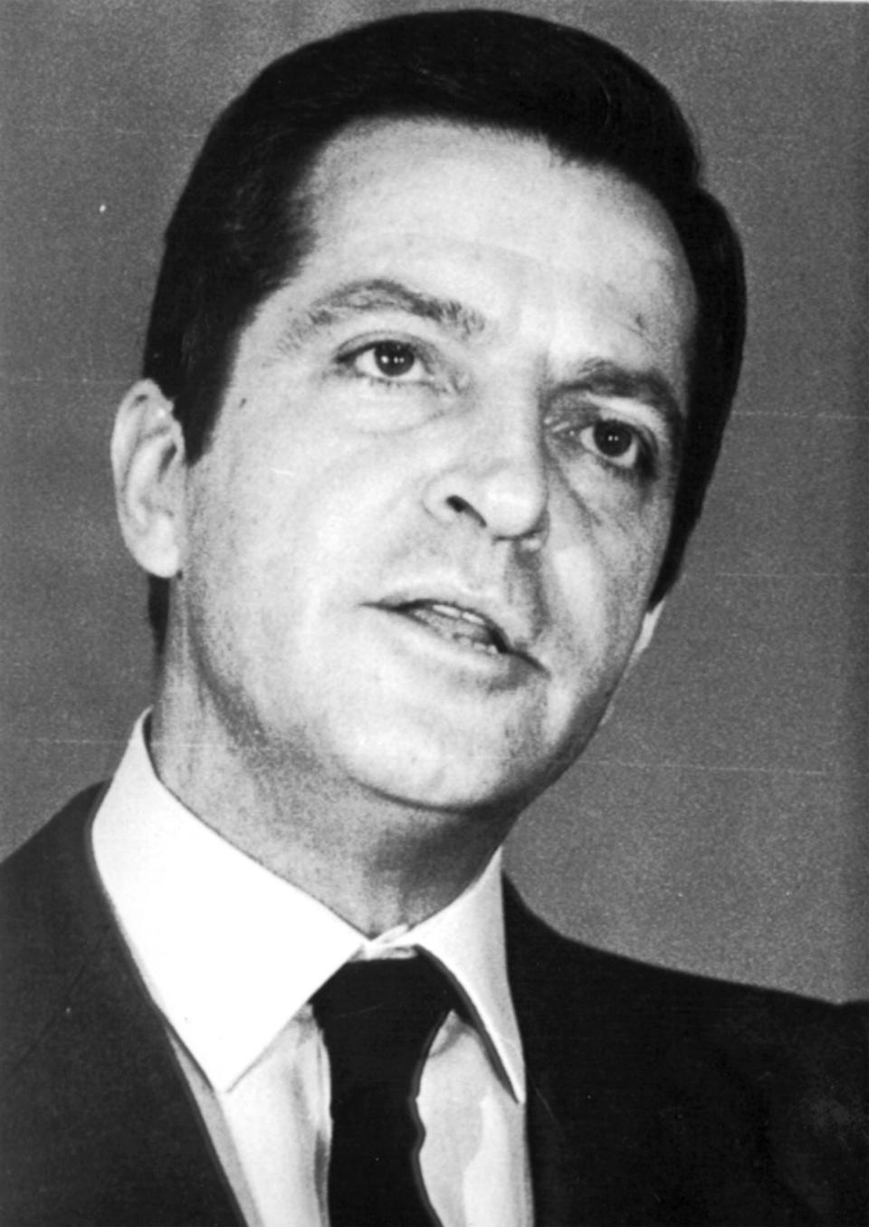 FILE - This is a 1980 file photo of former Prime Minister of Spain Adolfo Suarez. Suarez Spain's first democratically-elected prime minister after decades of right-wing rule under Gen. Francisco Franco, died Sunday March 23, 2014. Suarez was 81-years-old. (AP-Photo/File)