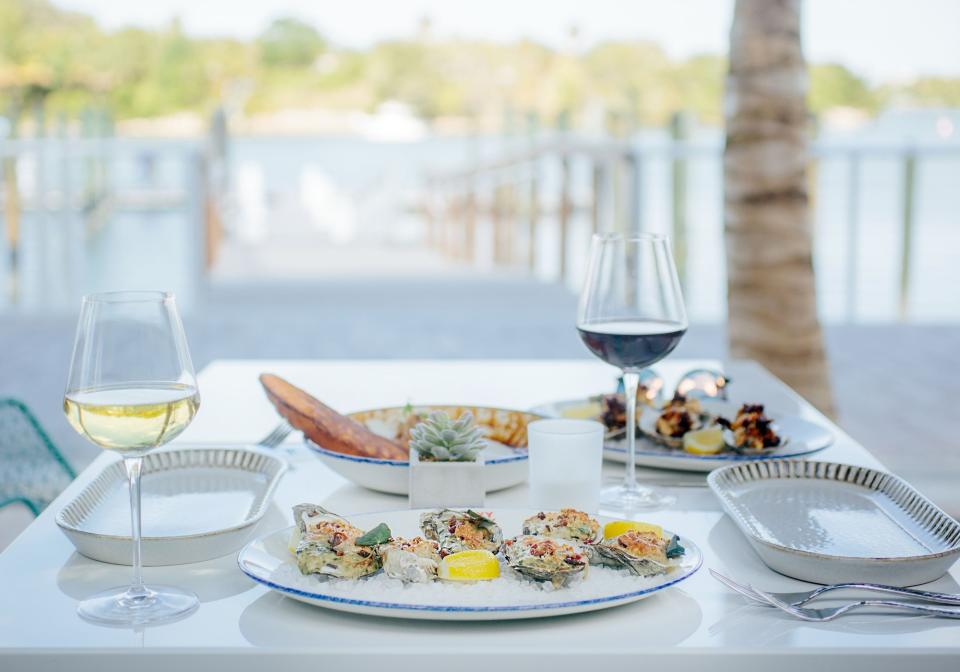 Lucky Shuck restaurant overlooks the Jupiter Lighthouse and waterway.