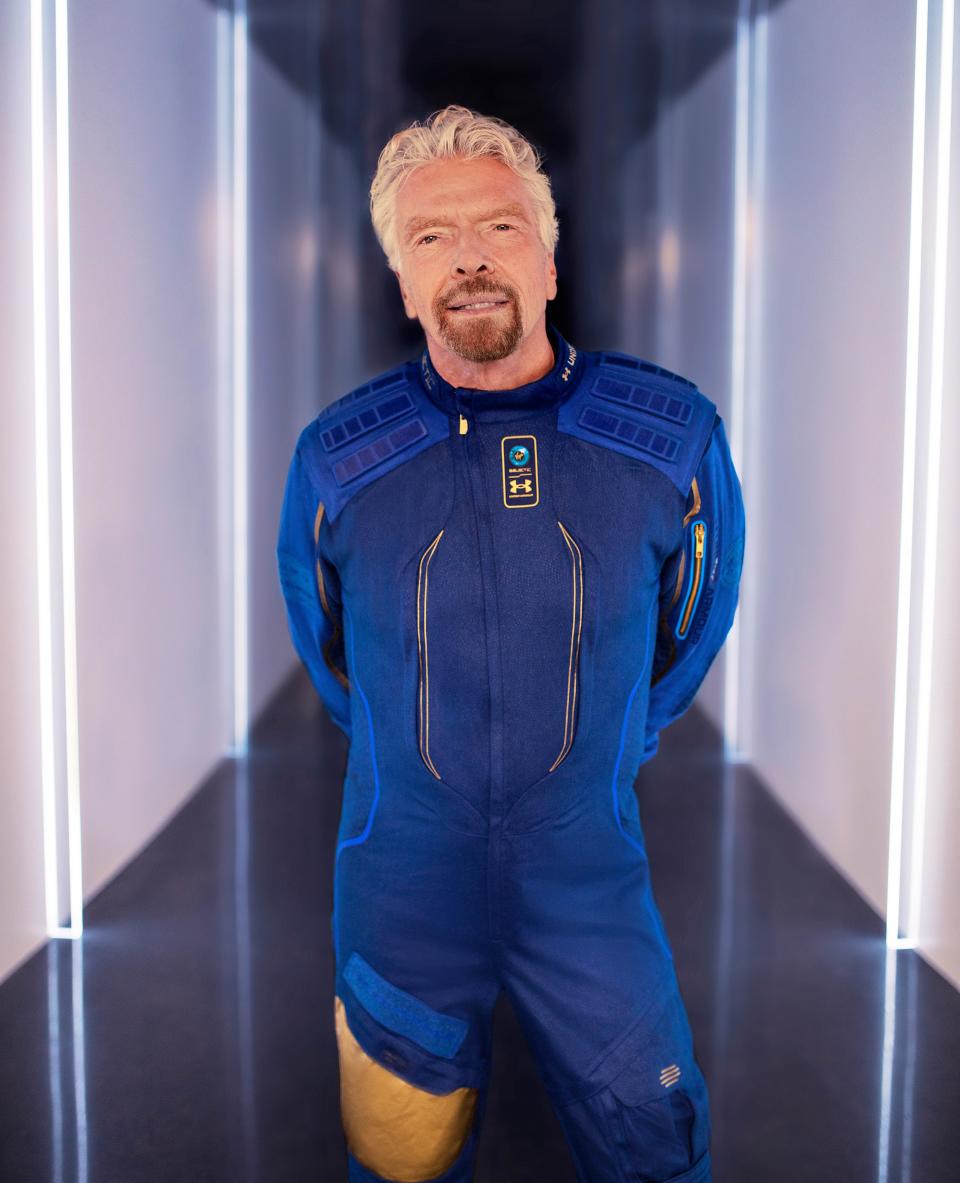 Sir Richard Branson outfitted for Virgin Galactic Unity 22 Mission, which flew into space on July 11, 2021 from Truth Or Consequences, New Mexico.