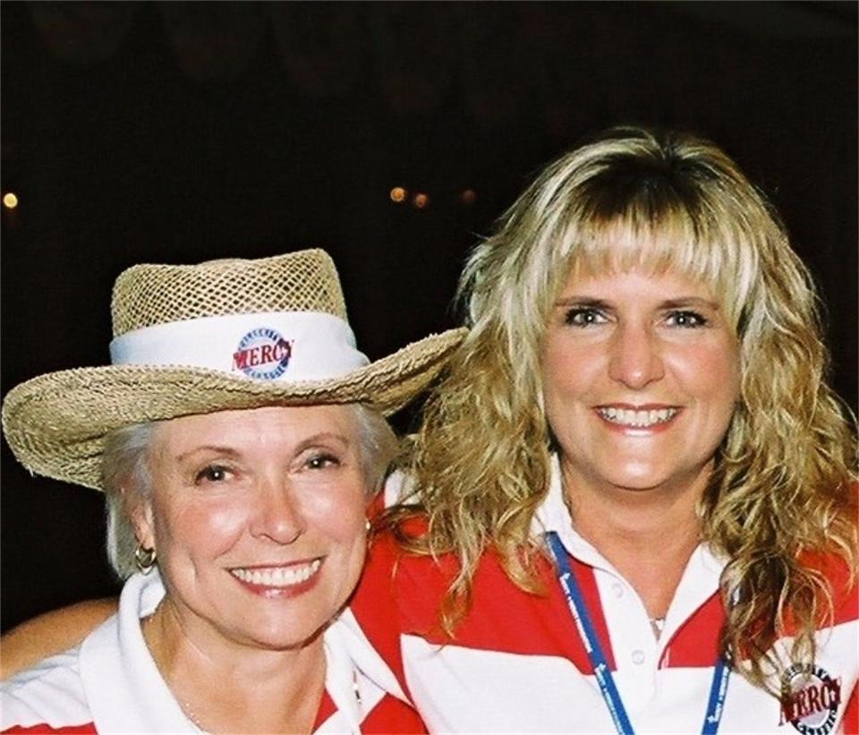 Joan McCoy (left) and Donna Skinner (right) at the Mercy Celebrity Classic put on by the Classic Charitable Foundation in 2004.