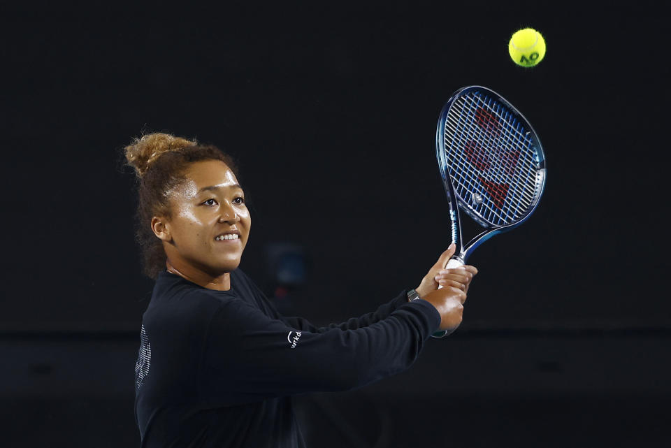 Seen here, Naomi Osaka practices ahead of the 2022 Australian Open.