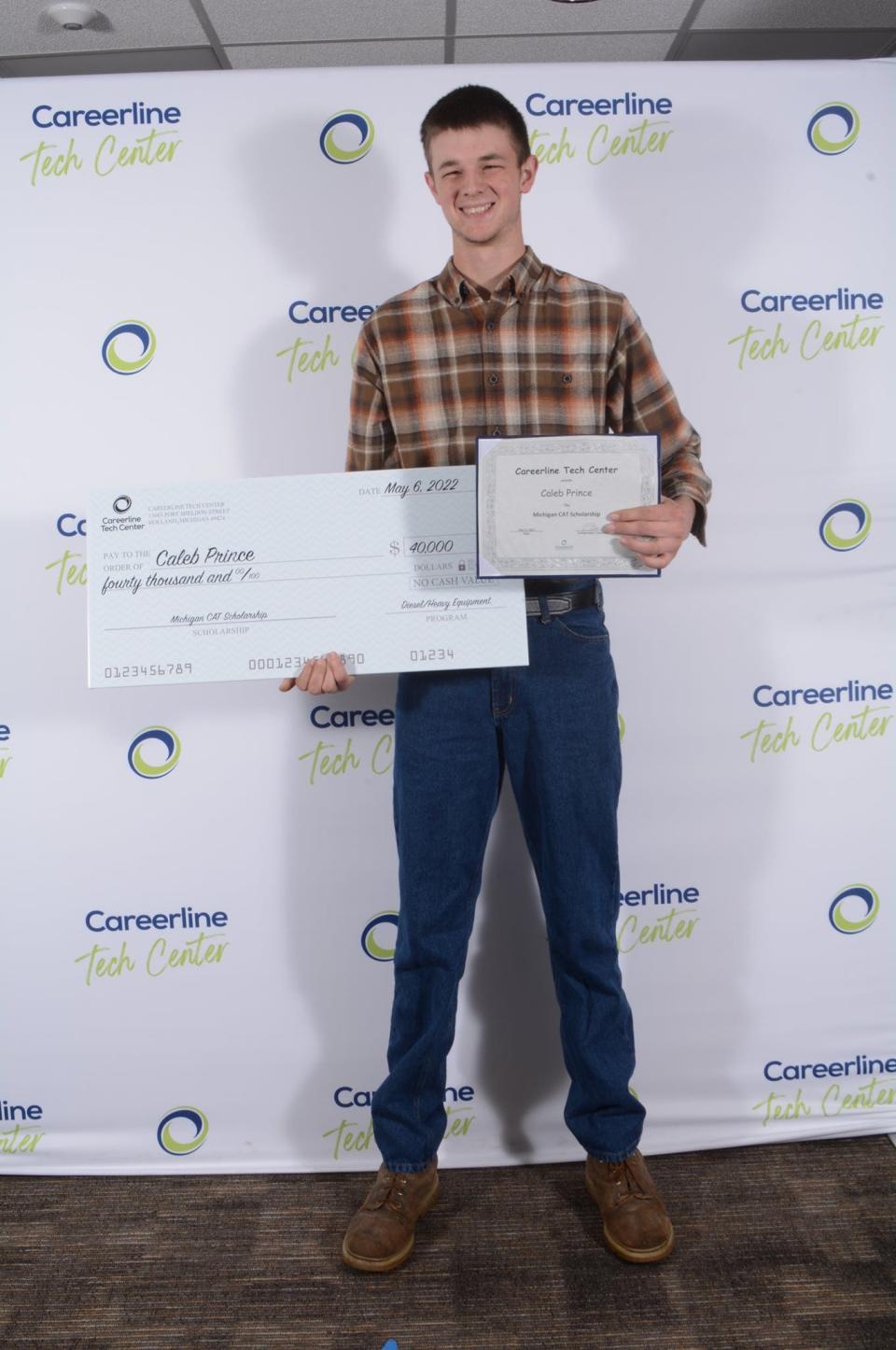 Caleb Prince earned the Michigan CAT Scholarship through the Careerline Tech Center.