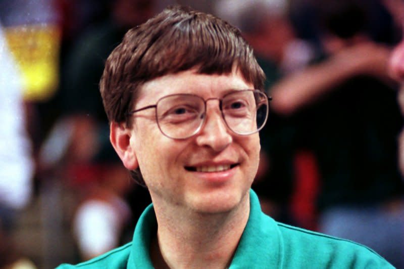 Microsoft Chairman Bill Gates attends the NBA Finals game on June 10, 1996, in Seattle. On April 4, 1975, Microsoft was founded by Gates and Paul Allen. File Photo by Jim Ruymen/UPI