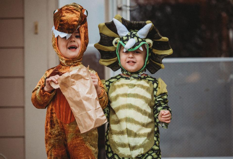 <p>Add some history — or prehistory, to be exact — to Fright Night with a dinosaur costume that will keep them snug all night. </p><p><a class="link " href="https://www.amazon.com/Spooktacular-Creations-Child-Costume-Orange/dp/B07H3CQFN9/?tag=syn-yahoo-20&ascsubtag=%5Bartid%7C10055.g.33417241%5Bsrc%7Cyahoo-us" rel="nofollow noopener" target="_blank" data-ylk="slk:SHOP T-REX COSTUMES;elm:context_link;itc:0;sec:content-canvas">SHOP T-REX COSTUMES</a></p><p><a class="link " href="https://www.amazon.com/Spooktacular-Creations-Triceratops-Dinosaur-Costume/dp/B07H3G1SH1/?tag=syn-yahoo-20&ascsubtag=%5Bartid%7C10055.g.33417241%5Bsrc%7Cyahoo-us" rel="nofollow noopener" target="_blank" data-ylk="slk:SHOP TRICERATOPS COSTUMES;elm:context_link;itc:0;sec:content-canvas">SHOP TRICERATOPS COSTUMES</a> </p><p><strong>RELATED:</strong> <a href="https://www.goodhousekeeping.com/holidays/halloween-ideas/g28106766/family-halloween-costumes/" rel="nofollow noopener" target="_blank" data-ylk="slk:The Best Family Halloween Costumes to DIY;elm:context_link;itc:0;sec:content-canvas" class="link ">The Best Family Halloween Costumes to DIY</a></p>