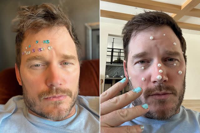 <p>Chris Pratt/Instagram</p> Chris Pratt shows off his makeovers courtesy of his daughters