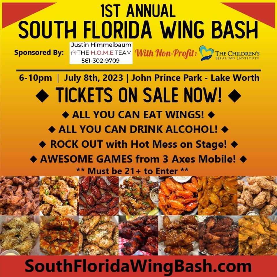 The 1st Annual South Florida Wing Bash will be held Saturday, July 8 at John Prince Park in Lake Worth Beach.