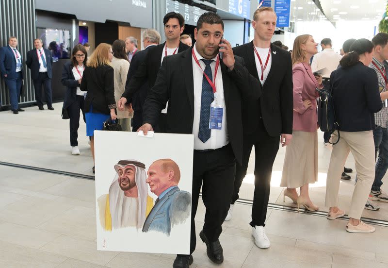 Russian President Putin and United Arab Emirates' President Al Nahyan attend St. Petersburg International Economic Forum