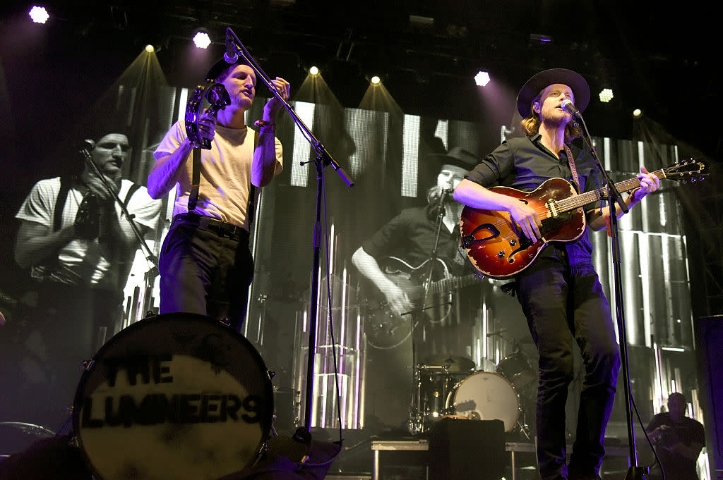 Jeremiah Fraites (L) and Wesley Schultz of The Lumineers perform during the 2016 Life is Beautiful festival on September 25, 2016 in Las Vegas, Nevada. (Photo by Tim Mosenfelder/Getty Images)