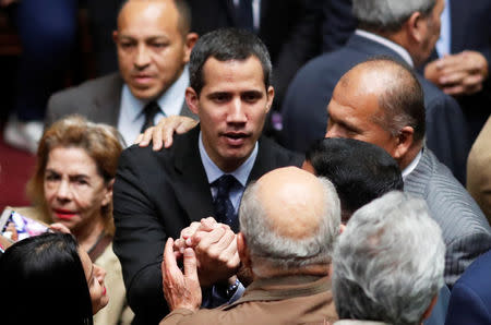 Venezuelan opposition leader and self-proclaimed interim president Juan Guaido attends a session of the Venezuela's National Assembly in Caracas, Venezuela January 29, 2019. REUTERS/Carlos Garcia Rawlins