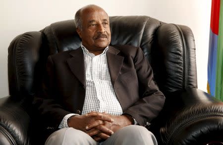 Eritrea's Foreign Minister Osman Saleh Mohammed speaks during a Reuters interview inside his office in the capital Asmara, February 19, 2016. REUTERS/Thomas Mukoya