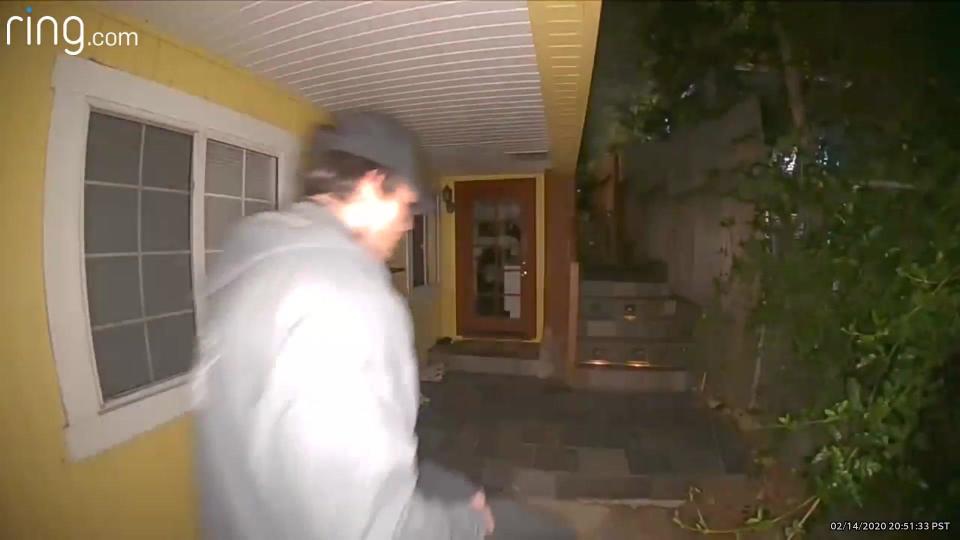 Gareth Pursehouse is seen on Amie Harwick's neighbor's security camera. / Credit: Superior Court of California, County of Los Angeles