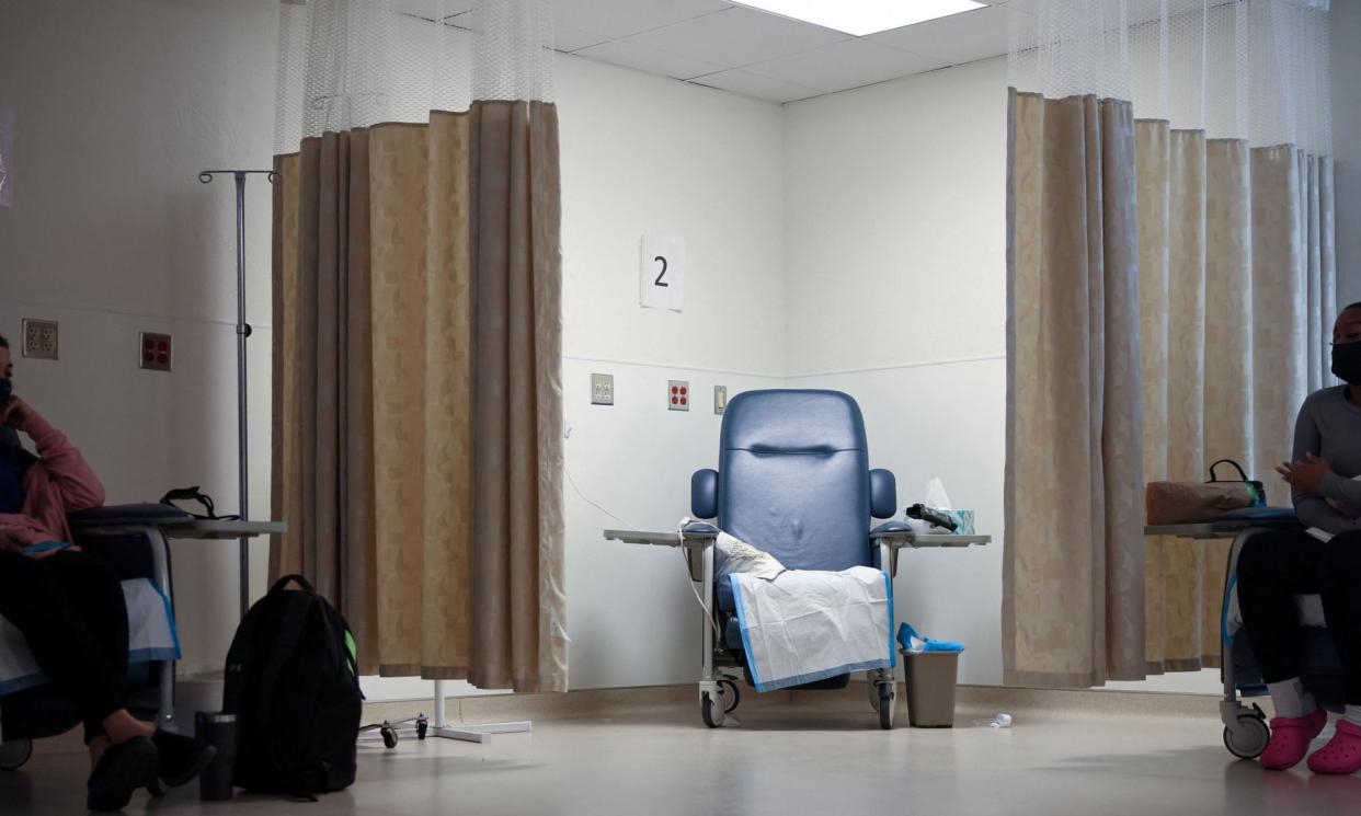 <span>Two women wait in a recovery room following their abortions at the Trust Women clinic in Oklahoma City in 2021.</span><span>Photograph: Evelyn Hockstein/Reuters</span>