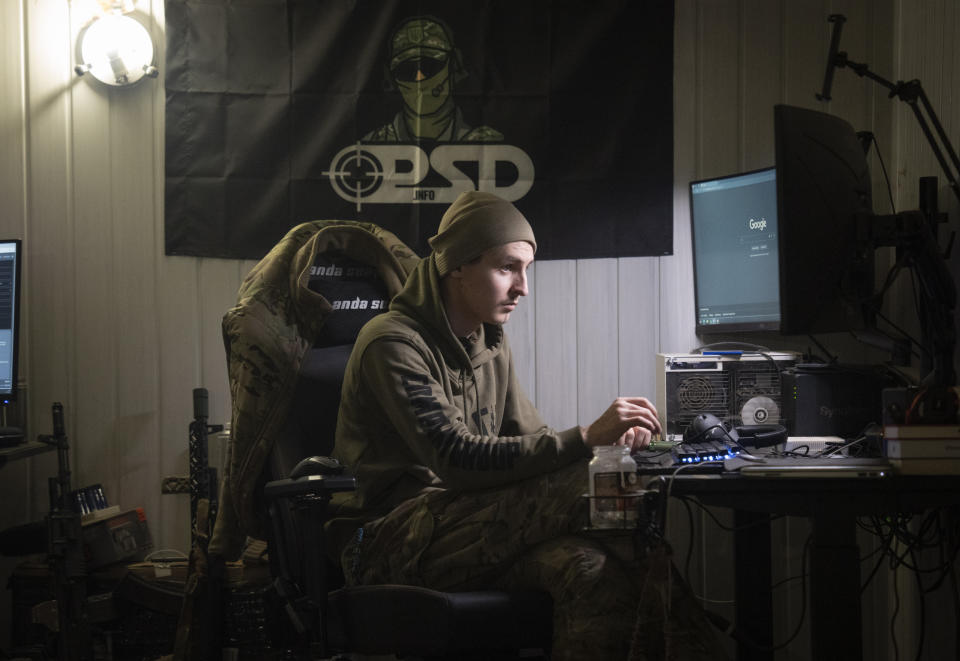 A Ukrainian officer Maksym listens to Russian chatter in a shelter near Bakhmut, Donetsk region, Ukraine, Wednesday, Jan. 24, 2024. Ukrainian forces are increasingly resorting to an age-old tactic — intelligence gleaned from radio intercepts — in a desperate effort to preserve their most vital resources. The painstaking work of eavesdropping is part of a larger effort to beef up and refine electronic warfare capabilities so that soldiers can be warned earlier of impending attacks, while having the battlefield intelligence needed to make their own strikes more deadly. (AP Photo/Efrem Lukatsky)