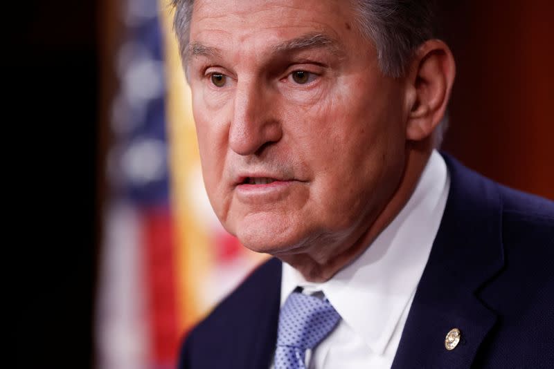 U.S. Senator Manchin leads a group of legislators to introduce a bill to ban Russian energy imports, at the U.S. Capitol, in Washington