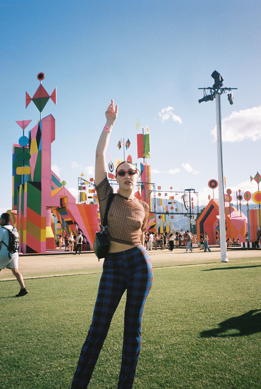 mia moretti, coachella 2024, balmain monogram top