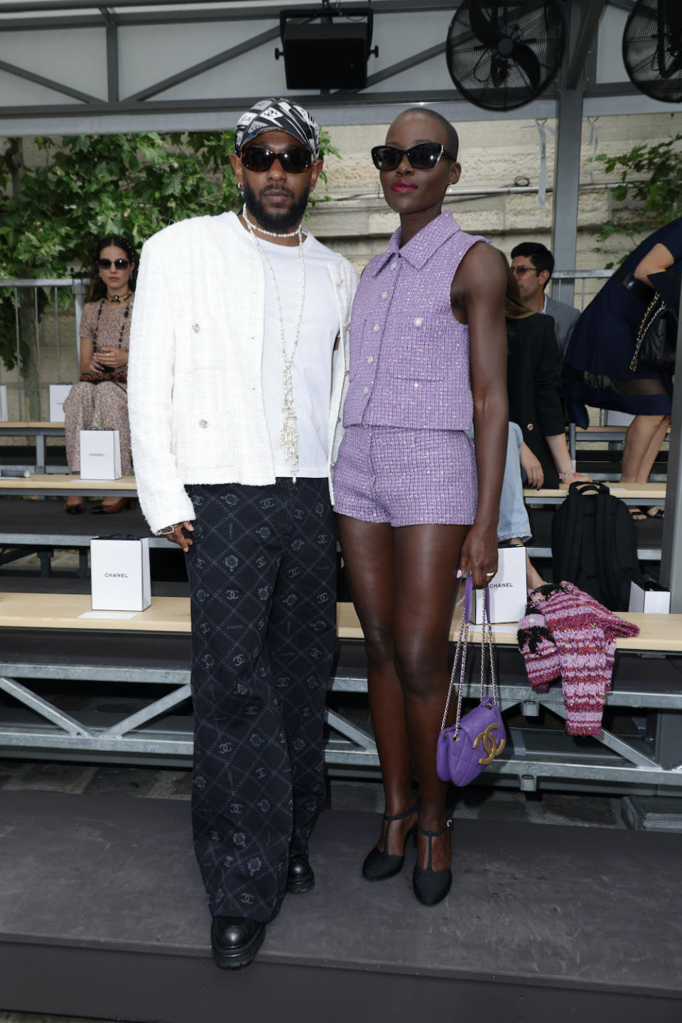 PARIS, FRANCE - JULY 04: (EDITORIAL USE ONLY - For Non-Editorial use please seek approval from Fashion House) Kendrick Lamar and Lupita Nyong'o attend the Chanel Haute Couture Fall/Winter 2023/2024 show as part of Paris Fashion Week  on July 04, 2023 in Paris, France. (Photo by Pascal Le Segretain/Getty Images)
