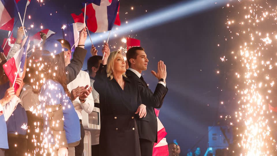 Leaders of the French far-right National Rally, Marine Le Pen and Jordan Bardella, attend a rally ahead of the European Parliament elections where the party had huge success earlier this month. - Gonzalo Fuentes/Reuters