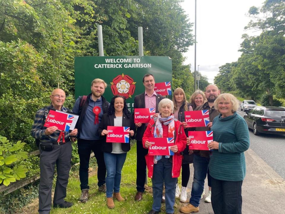 Wilson with Labour activists at Catterick garrison (Tom Wilson)