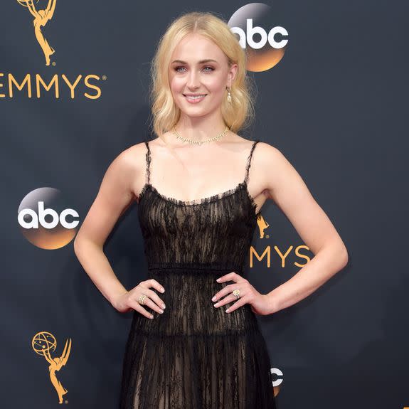 Sophie Turner arrives at the 68th Primetime Emmy Awards on Sunday, Sept. 18, 2016, at the Microsoft Theater in Los Angeles. (Photo by Richard Shotwell/Invision/AP)