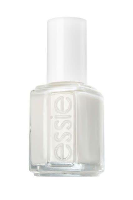 “If you want to add a little more flair to it, you can apply it over a coat of Blanc, Essie’s opaque white, and it almost looks neon,” Saunders says. Essie Nail Polish in Blanc, $8.50, available at Essie.