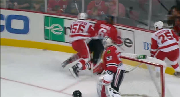 Detroit’s Teemu Pulkkinen faces suspension for hit from behind on Blackhawks’ Michael Kostka