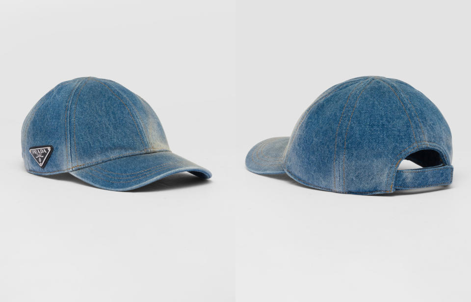 精品棒球帽推薦：Prada 牛仔布棒球帽，NT$ 23,000！圖片來源：Prada