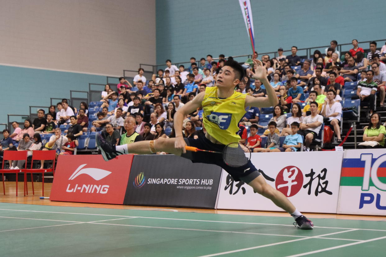 Singapore National Open men's singles champion Jason Teh in action. (PHOTO: Singapore Badminton Association)