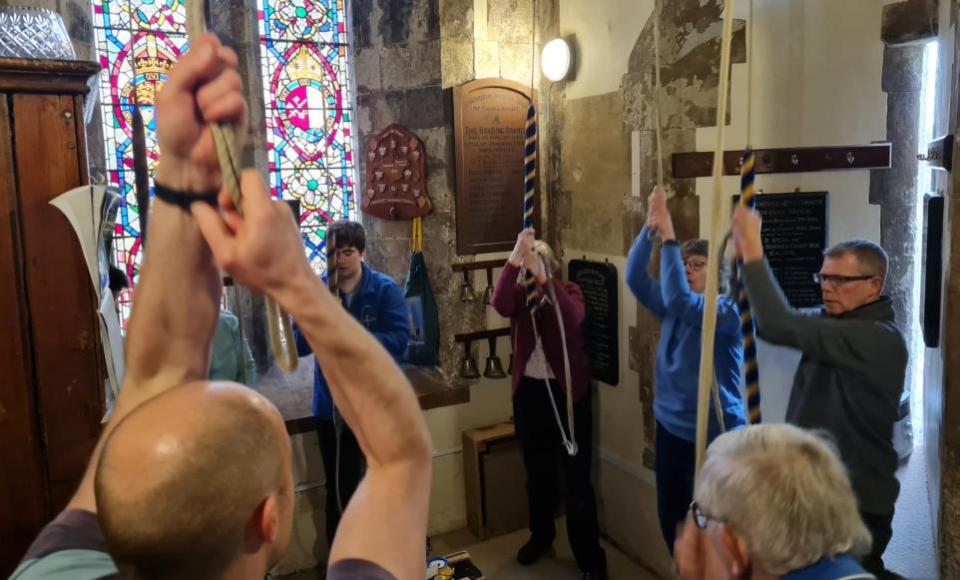 Isle of Wight County Press: Bell ringers in action at St Mary's Church in Brading