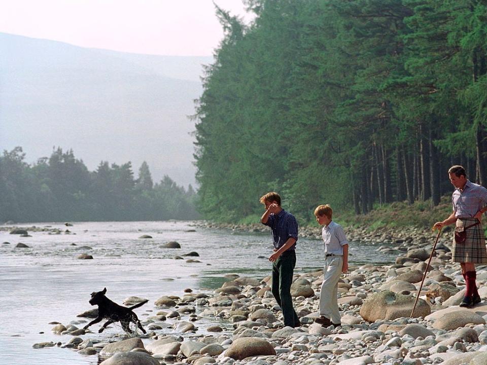 Prince William, Prince Harry, and Prince Charles at Balmoral Castle