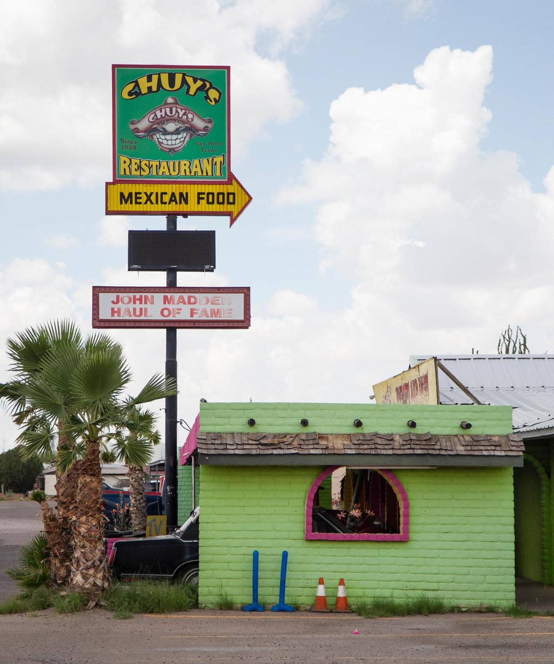 Paul Uranga’s Chuy’s Restaurant (an independent operation that isn’t connected to the Austin-based brand) has a practical shrine to the late football legend John Madden inside after the local legend tells he stopped into the locally beloved Mexican dive to watch a game after the TV on his bus went out.